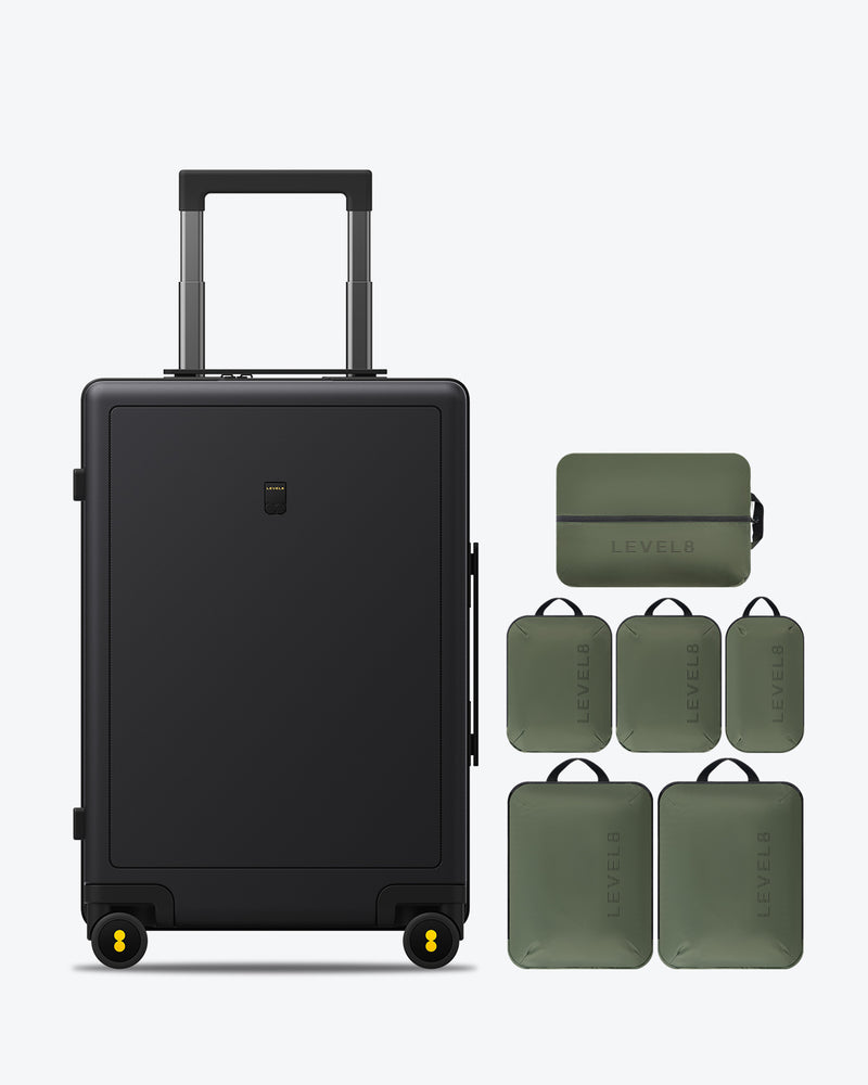 6 Packing Cubes and Textured Luggage Combo