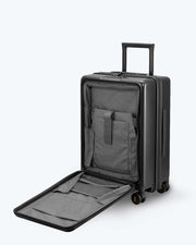 black luggage with multi pockets