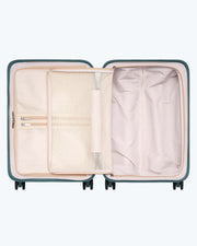 interior compartments of women's luggage bag