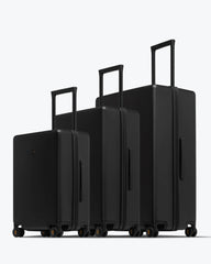 Luminous Textured Luggage Set 20'' & 24'' & 28''-Black